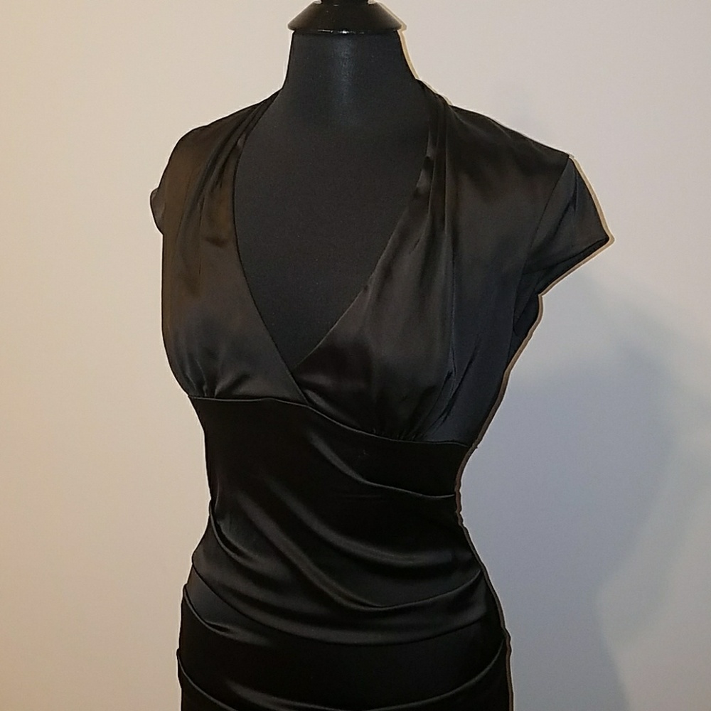 Black Cache Fitted Midi Dress